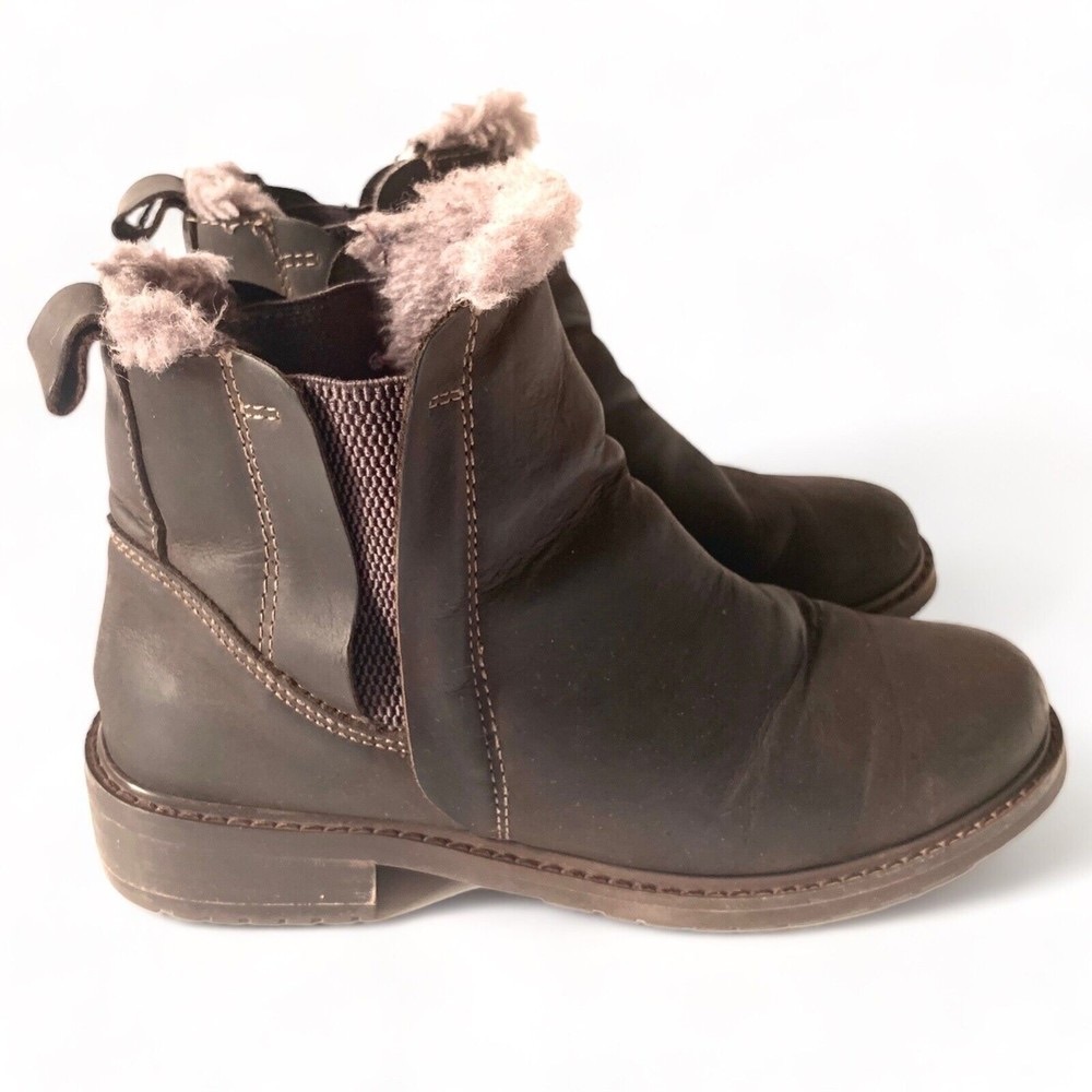Emu Australia Pioneer Chelsea Ankle Boots Shearling Lining Waterproof Brown Sz 9